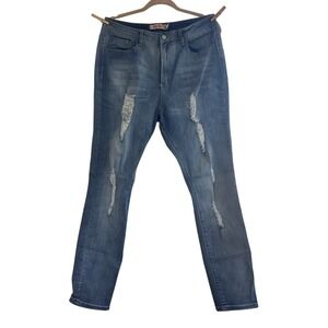 Judy Blue Distressed Medium Wash Denim Jeans Women's 1X Skinny Jeans